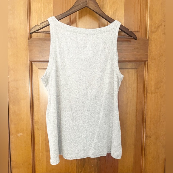 LOFT Perfect Tank Womens Size Large Light Gray Ribbed Cotton Tank Top Fitted - Picture 5 of 6
